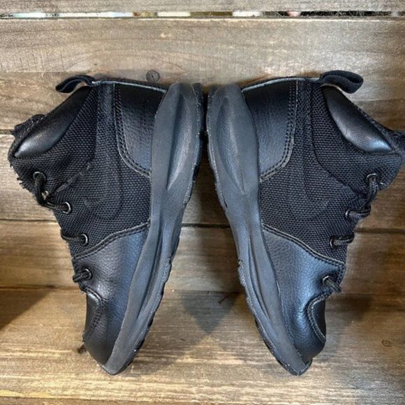 Kids Childrens Nike Air Manoa ACG Black Leather Hiking Ankle Boots Size 10 C GUC - Picture 4 of 5